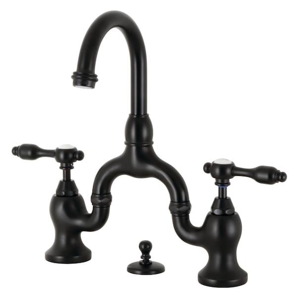 Bridge Bathroom Faucet with Brass PopUp, Matte Black
